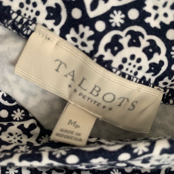 New Talbots Maxi Skirt Navy Blue White Print Petite Medium Classic - Picture 4 of 6